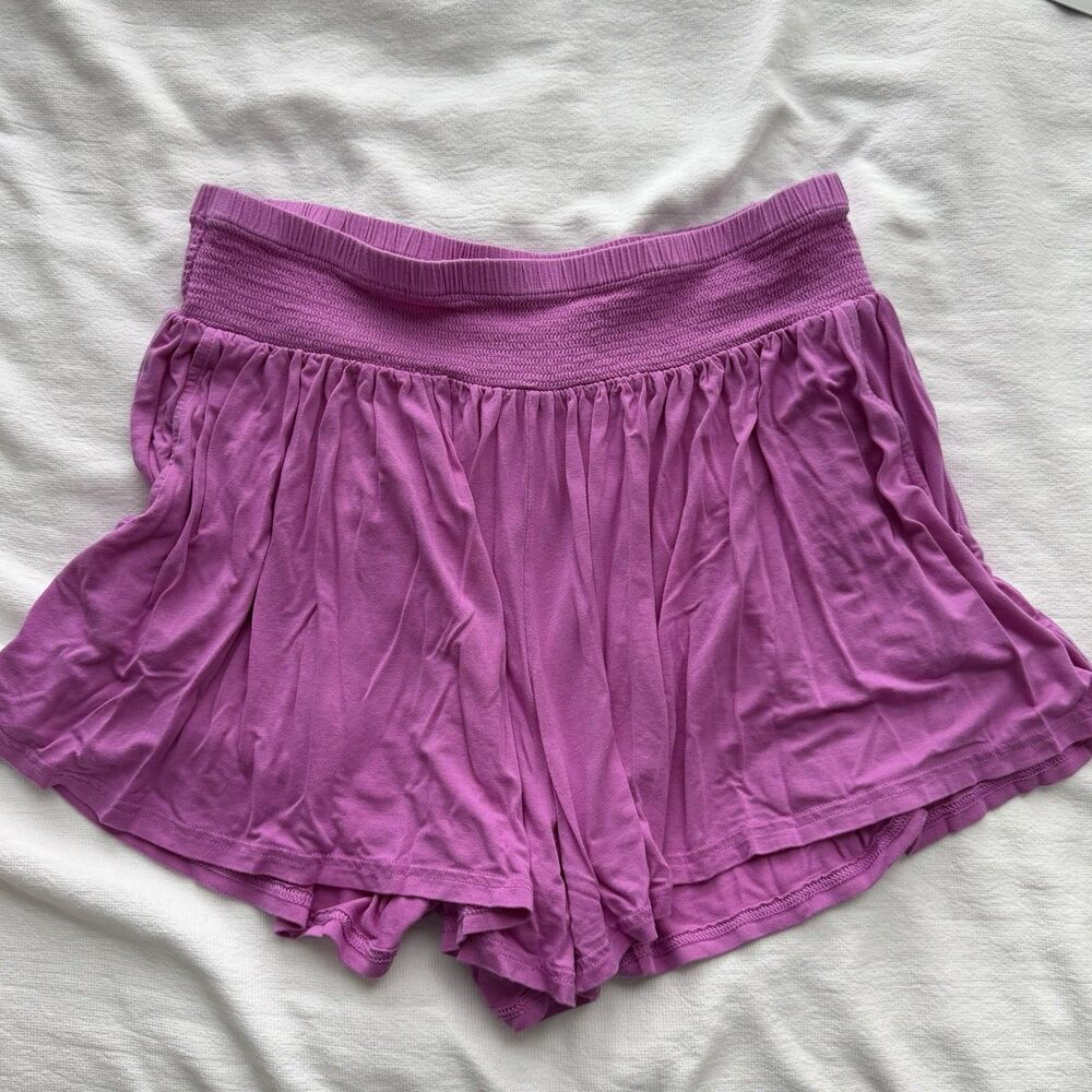 terra & sky women's purple lounge shorts size 0X (14W) rayon spandex pull on